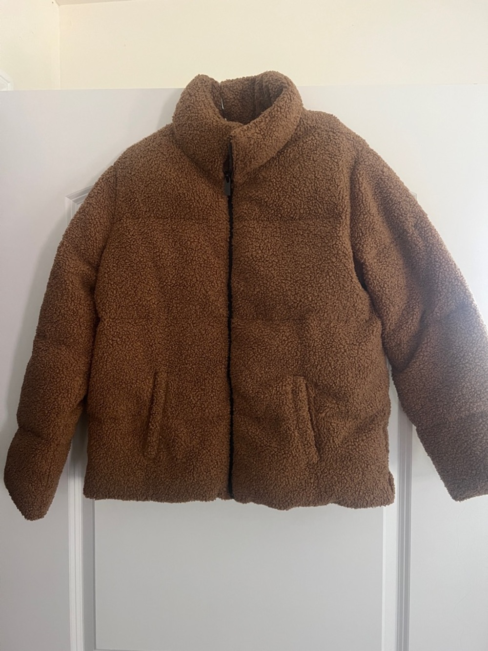 Kids Brown Sherpa Puffer Jacket